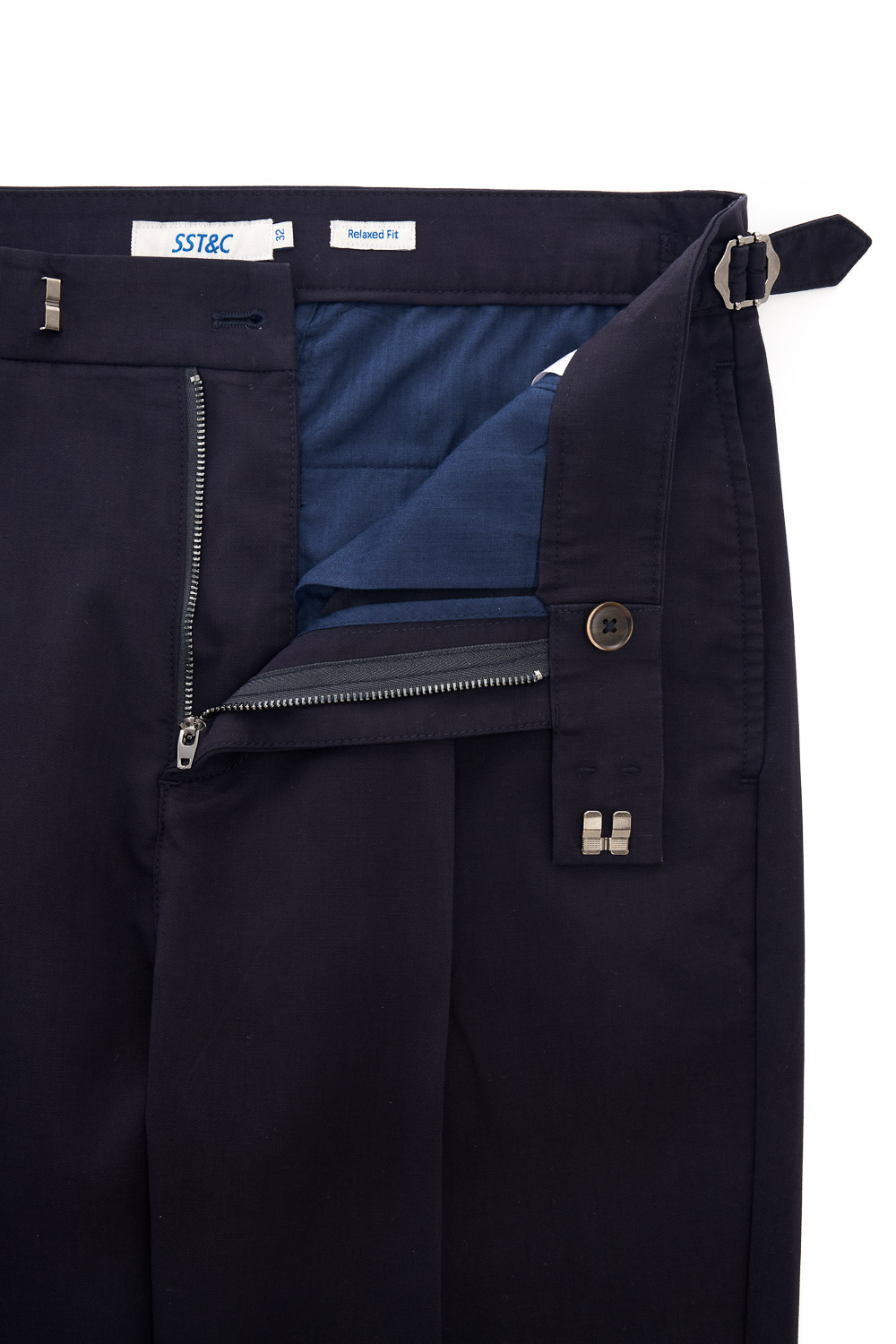 SST&C Night Blue Loose Fit Pleated Casual Trousers | 1212303004  (Outlet)_9