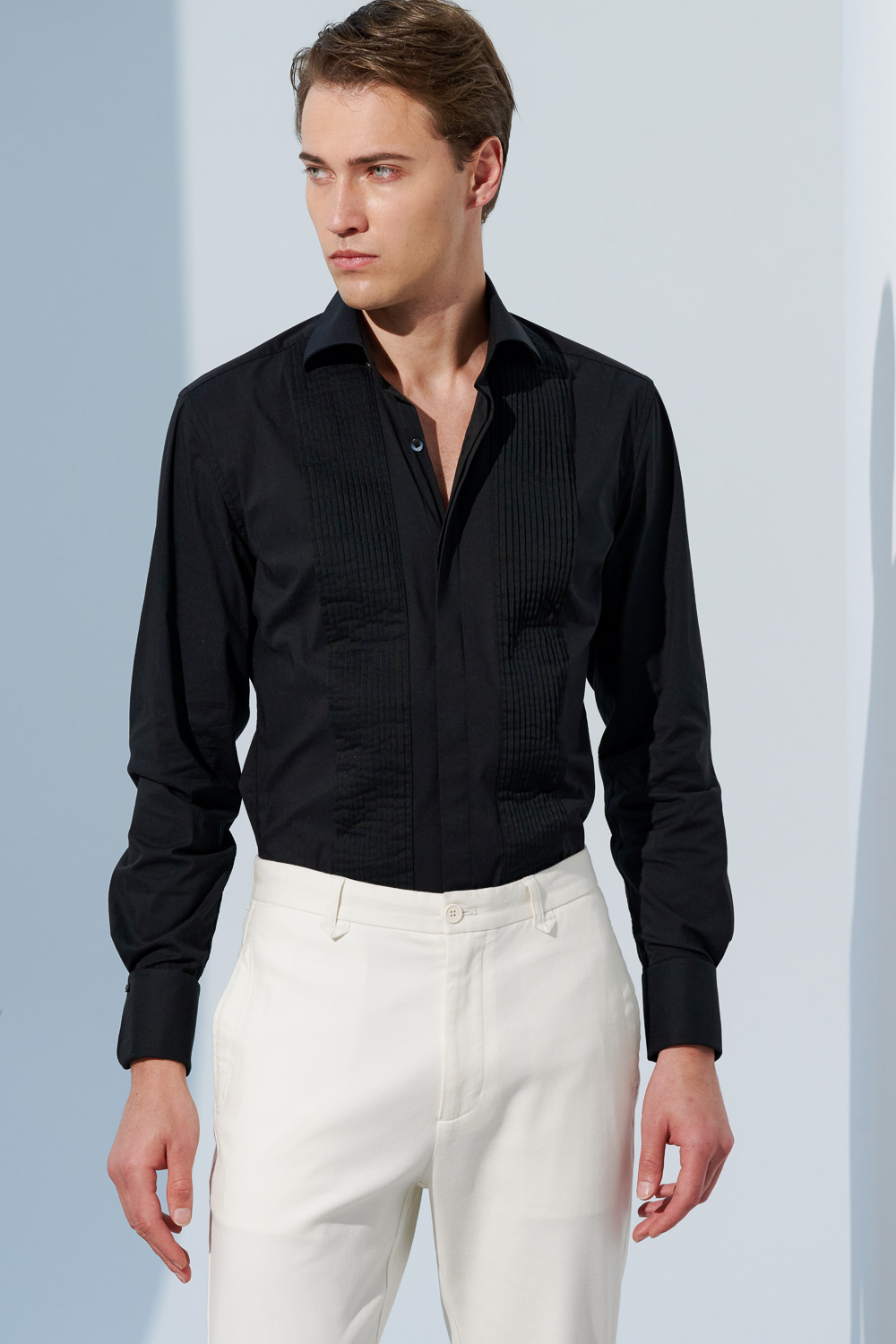 SST&C Simple White Straight-Leg Elastic Casual Trousers | 1212303006  (Outlet)_3