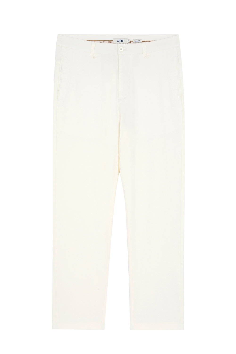 SST&C Simple White Straight-Leg Elastic Casual Trousers | 1212303006  (Outlet)_7