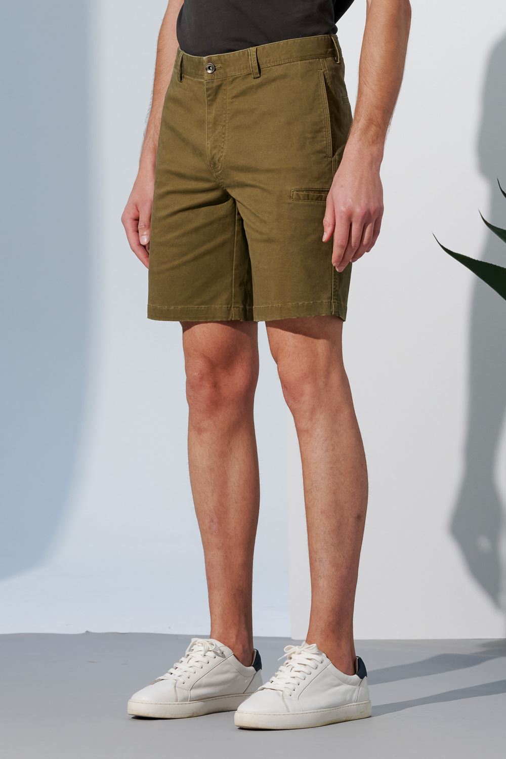 SST&C Olive Slim Fit Stretch Casual Shorts | 1212303008  (Outlet)_1