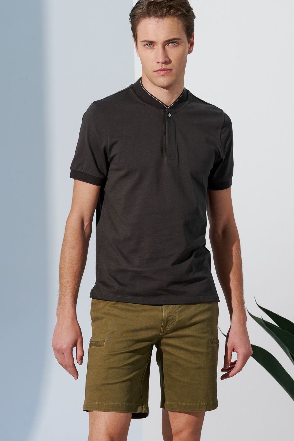 SST&C Olive Slim Fit Stretch Casual Shorts | 1212303008  (Outlet)_2