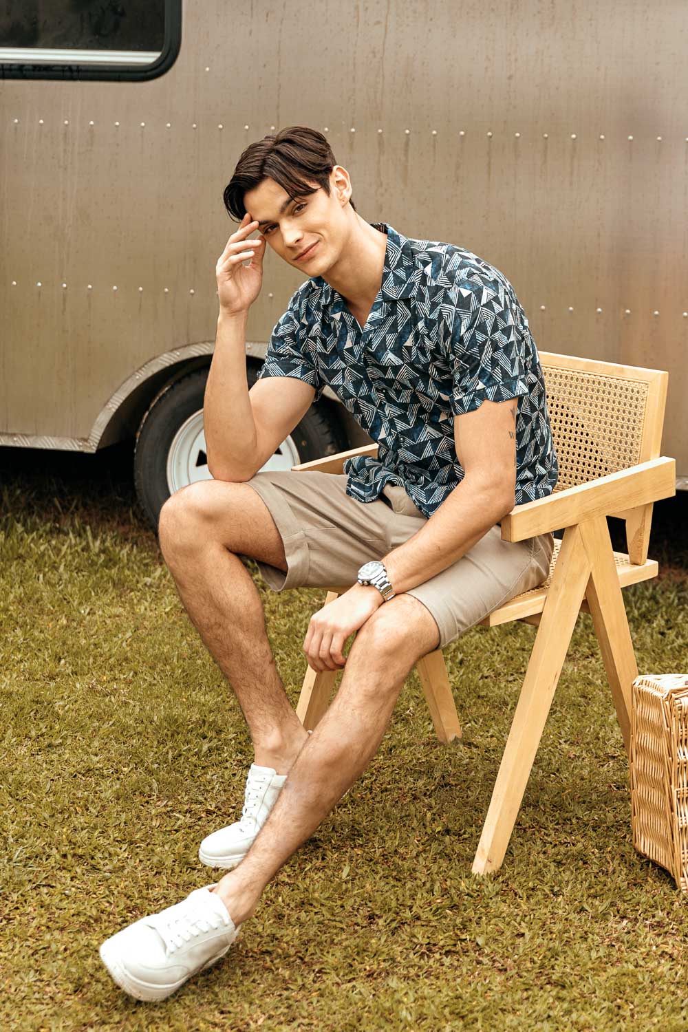 SST&C Dongli Green Loose Fit Cotton and Linen Casual Shorts | 1212303010  (Outlet)_3