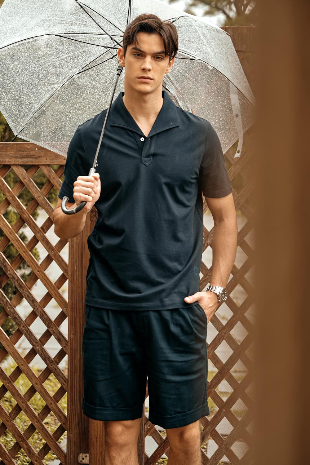 SST&C Prussian Blue Loose Fit Cotton and Linen Casual Shorts | 1212303011  (Outlet)_0