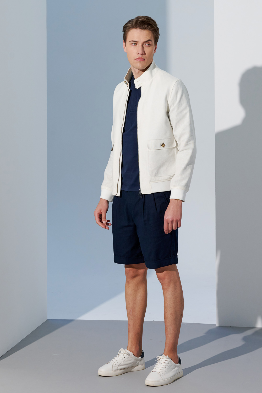 SST&C Prussian Blue Loose Fit Cotton and Linen Casual Shorts | 1212303011  (Outlet)_6