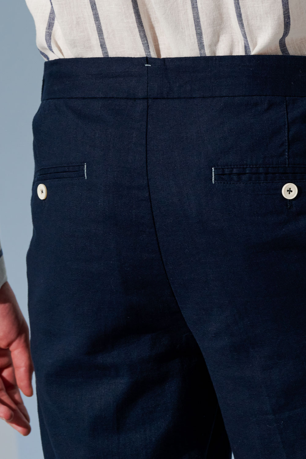 SST&C Prussian Blue Loose Fit Cotton and Linen Casual Shorts | 1212303011  (Outlet)_9