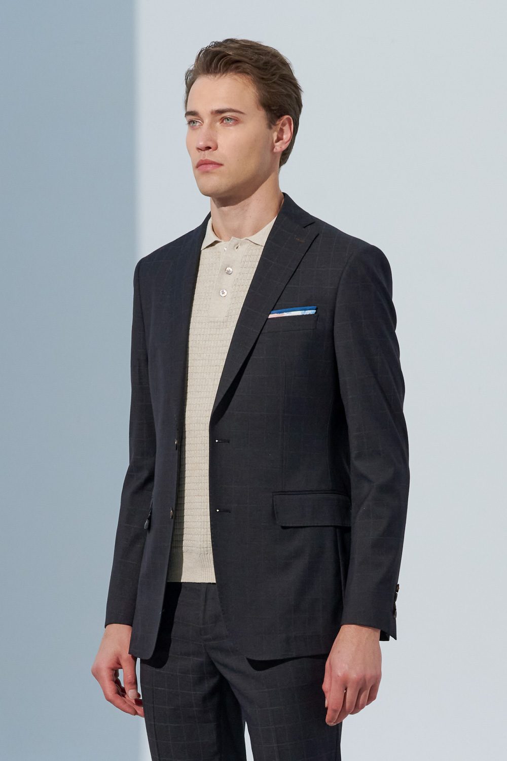 SST&C Charcoal Gray Windowpane Slim Fit Suit Jacket | 0112303001  (Outlet)_5