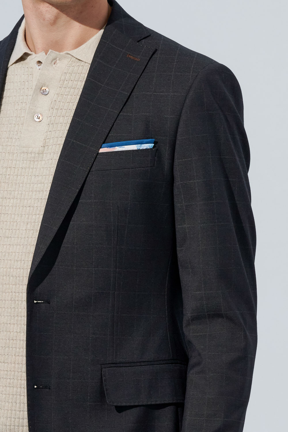 SST&C Charcoal Gray Windowpane Slim Fit Suit Jacket | 0112303001  (Outlet)_6
