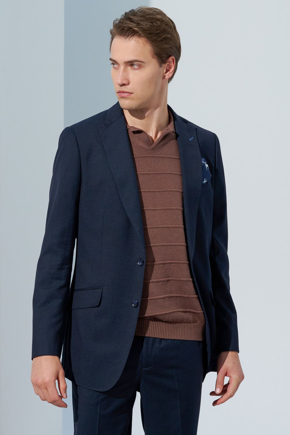 SST&C Navy Fine Check Classic Suit Jacket | 0112303003  (Outlet)_0