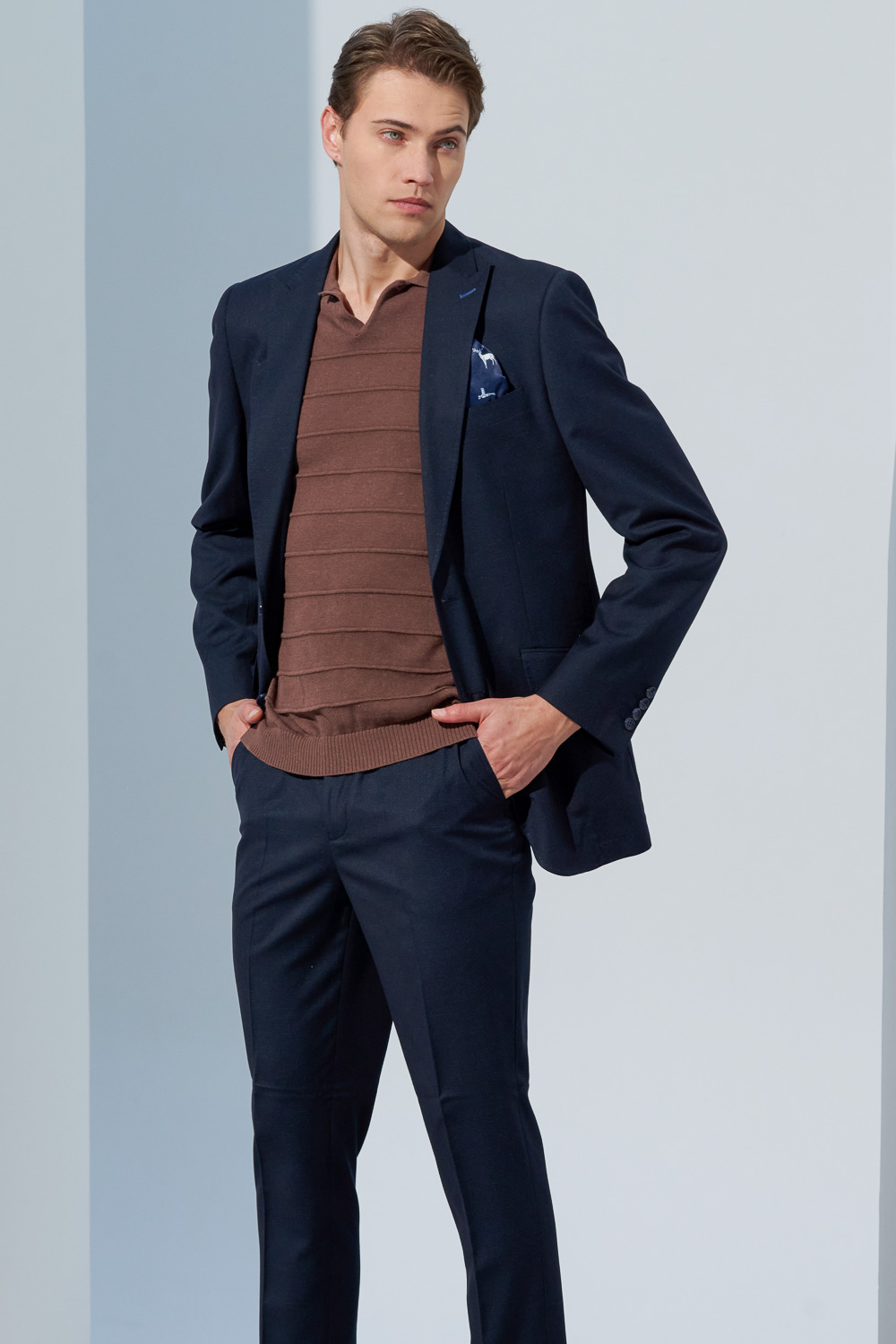 SST&C Navy Fine Check Classic Suit Jacket | 0112303003  (Outlet)_2