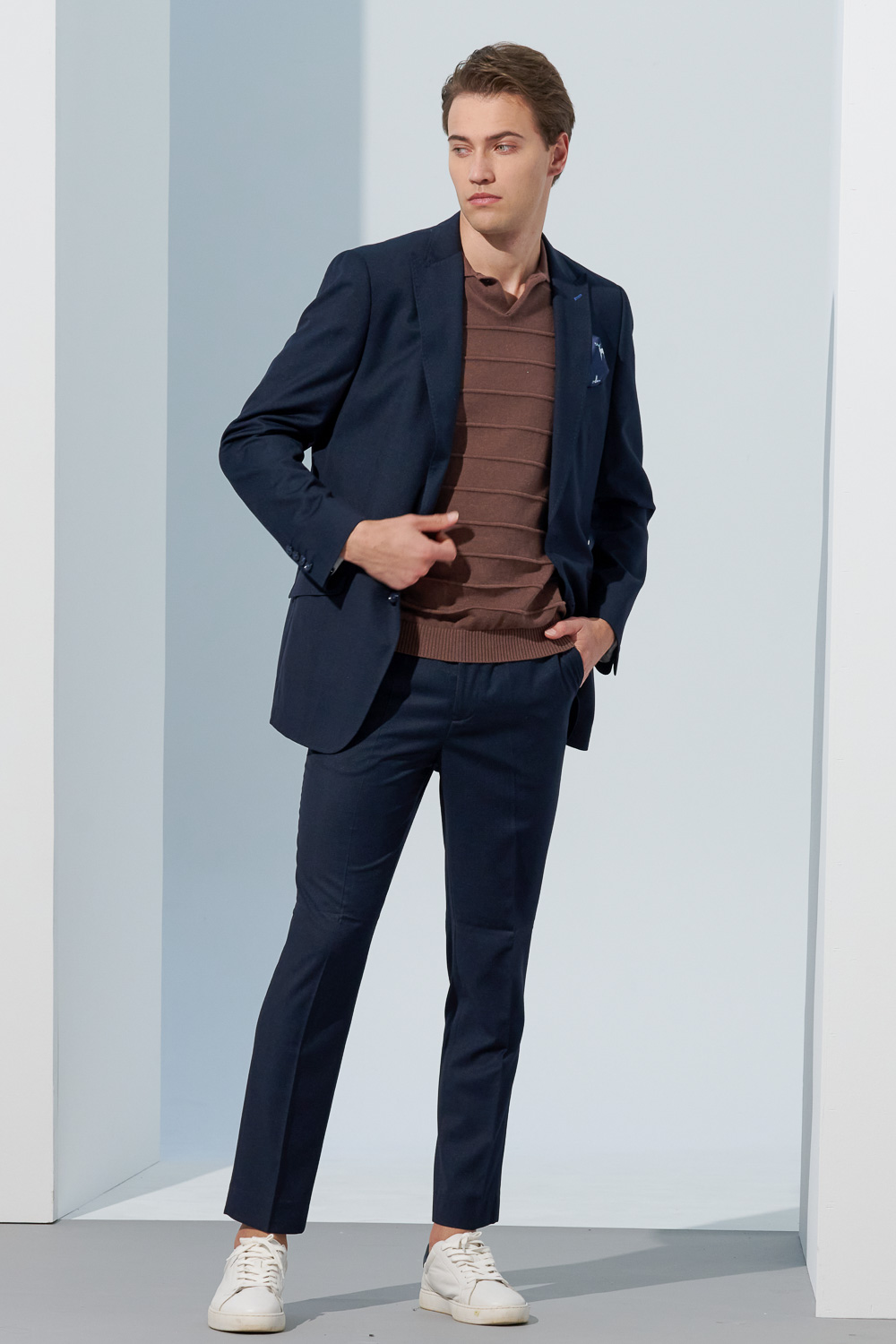 SST&C Navy Fine Check Classic Suit Jacket | 0112303003  (Outlet)_3