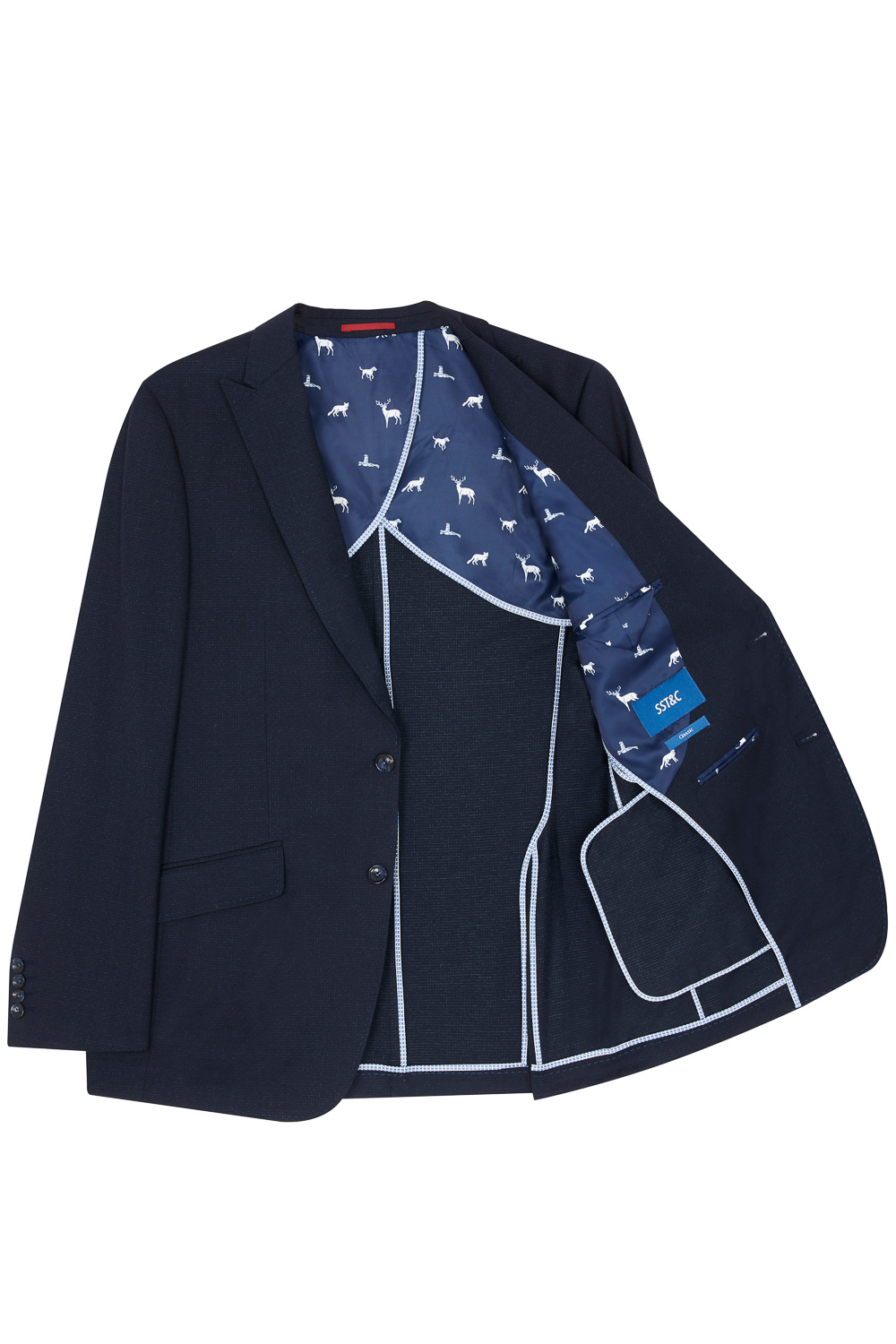 SST&C Navy Fine Check Classic Suit Jacket | 0112303003  (Outlet)_7