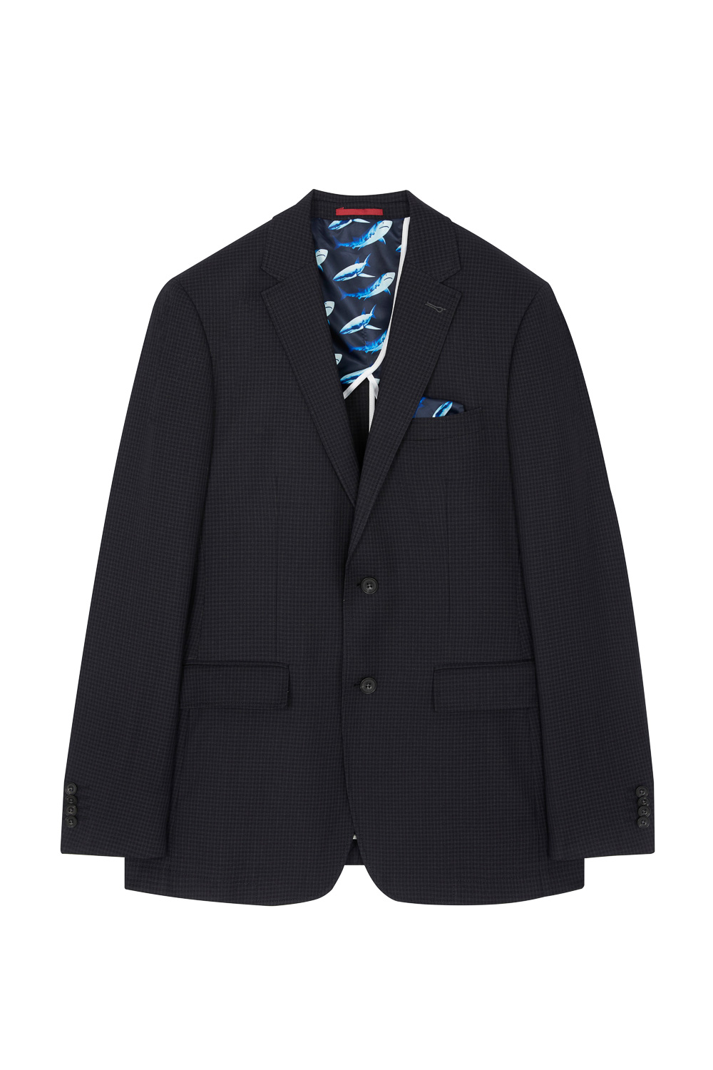 SST&C Black Fine Check Pattern Slim Fit Suit Jacket | 0112303004  (Outlet)_8