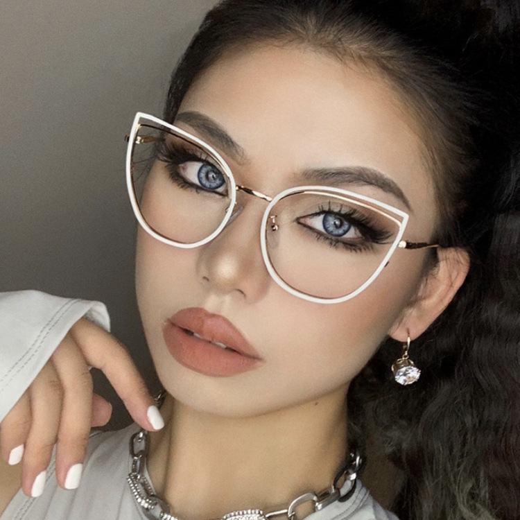 你就是歐美系女孩貓眼金屬框平光眼鏡│抗藍光鏡框_0