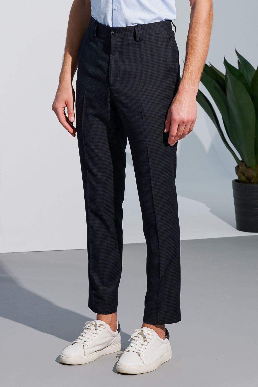 SST&C Black Fine Check Pattern Slim Fit Suit Trousers | 0212303004  (Outlet)_0