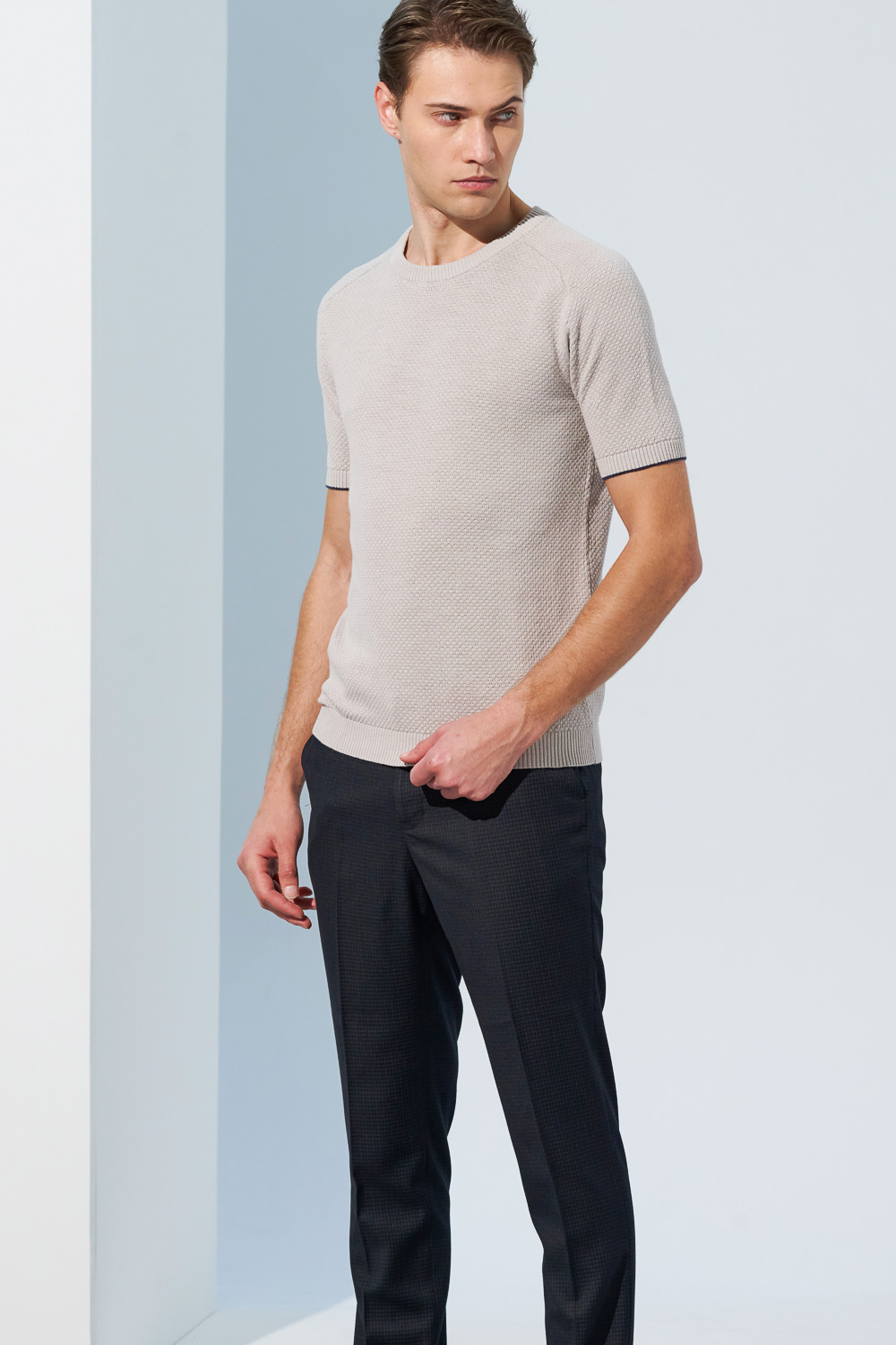 SST&C Black Fine Check Pattern Slim Fit Suit Trousers | 0212303004  (Outlet)_2