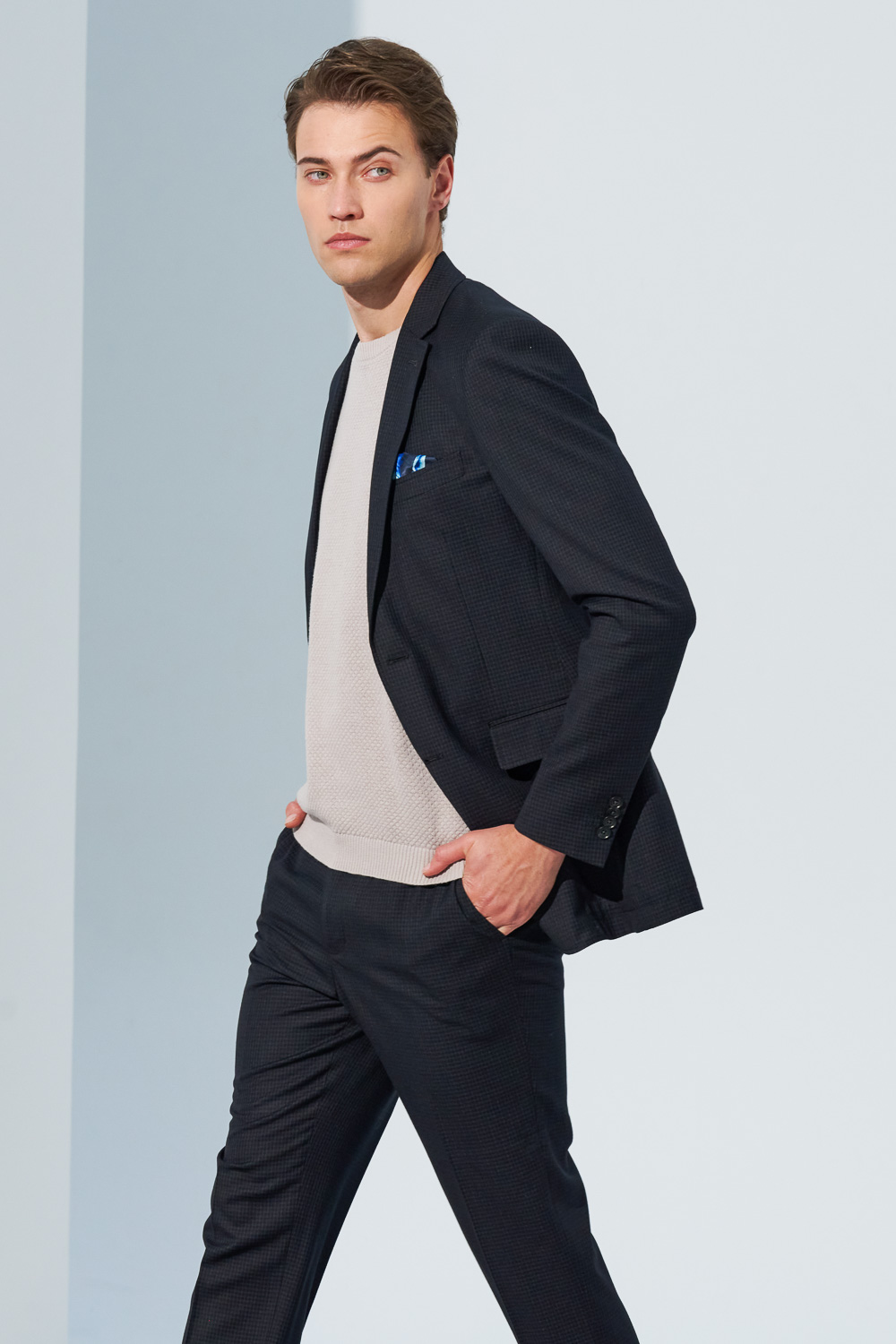 SST&C Black Fine Check Pattern Slim Fit Suit Trousers | 0212303004  (Outlet)_4