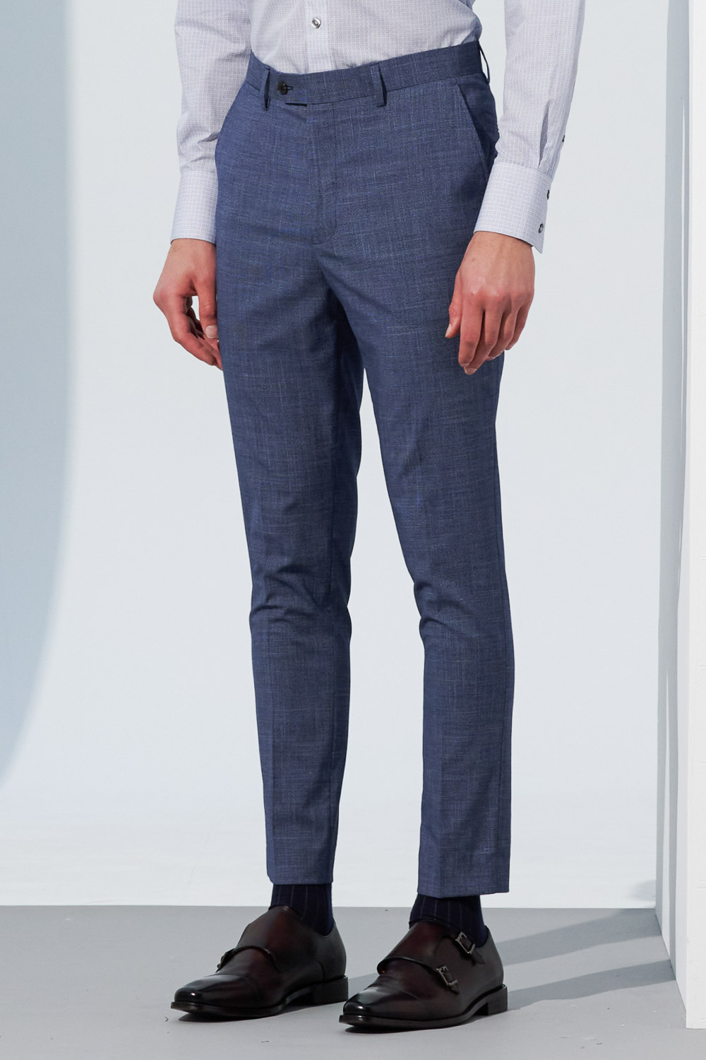 SST&C Sky Blue Textured Tailor Suit Trousers | 0212303005  (Outlet)_0