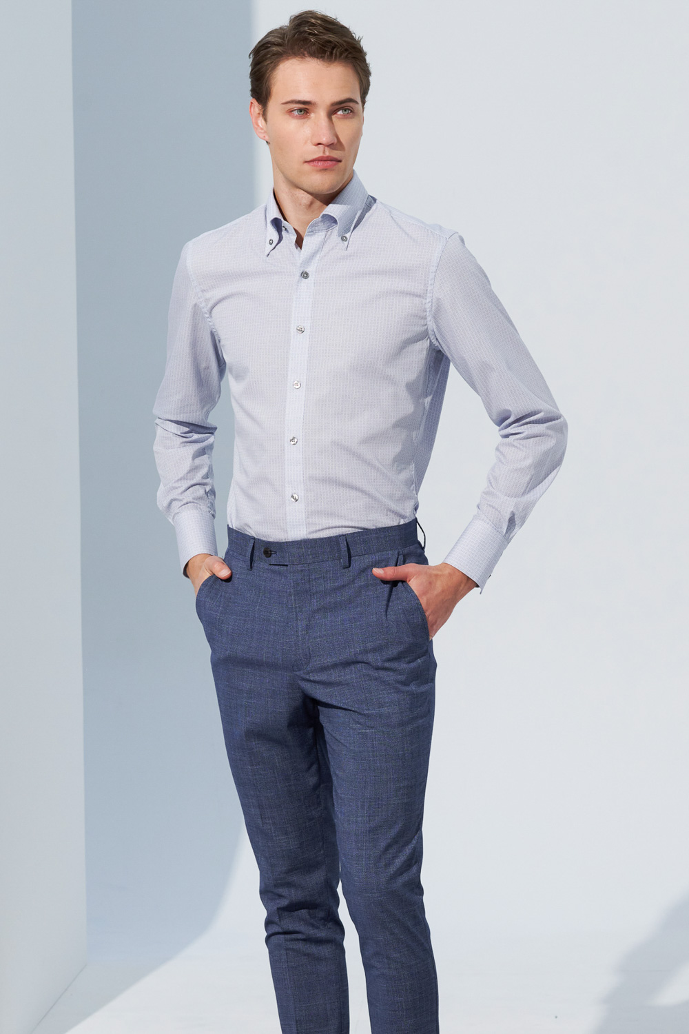 SST&C Sky Blue Textured Tailor Suit Trousers | 0212303005  (Outlet)_2