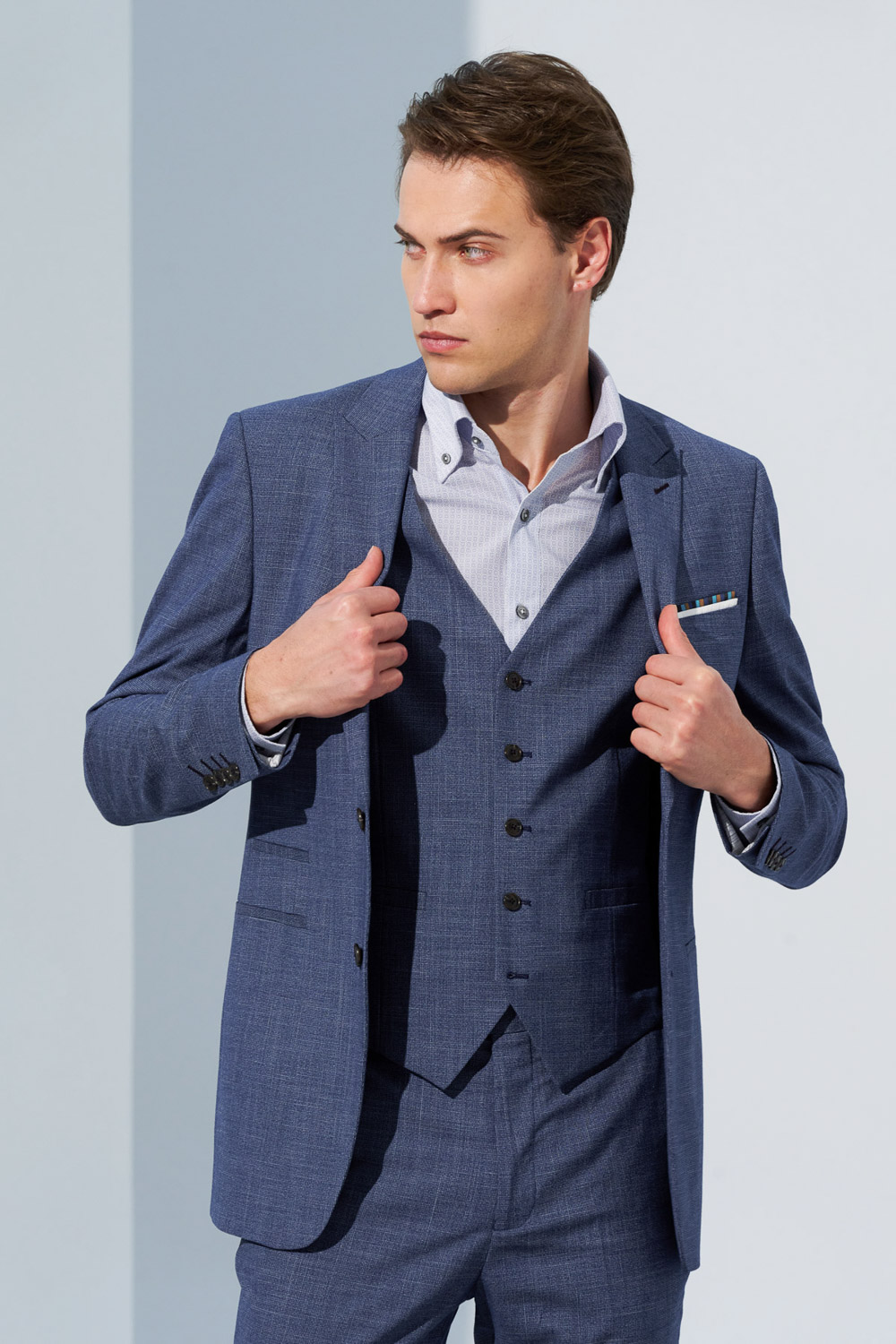 SST&C Sky Blue Textured Tailor Suit Trousers | 0212303005  (Outlet)_3