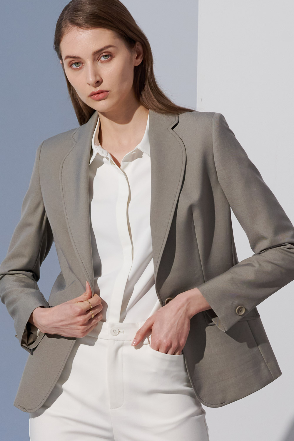 SST&C Light Gray Coffee Collar Suit Jacket | 7162303003  (Outlet)_0