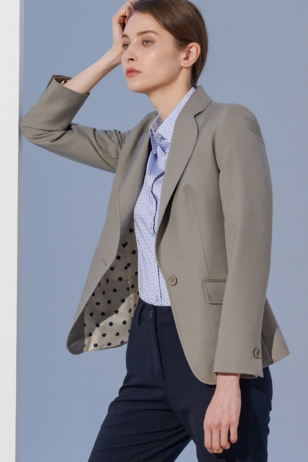 SST&C Light Gray Coffee Collar Suit Jacket | 7162303003  (Outlet)_1