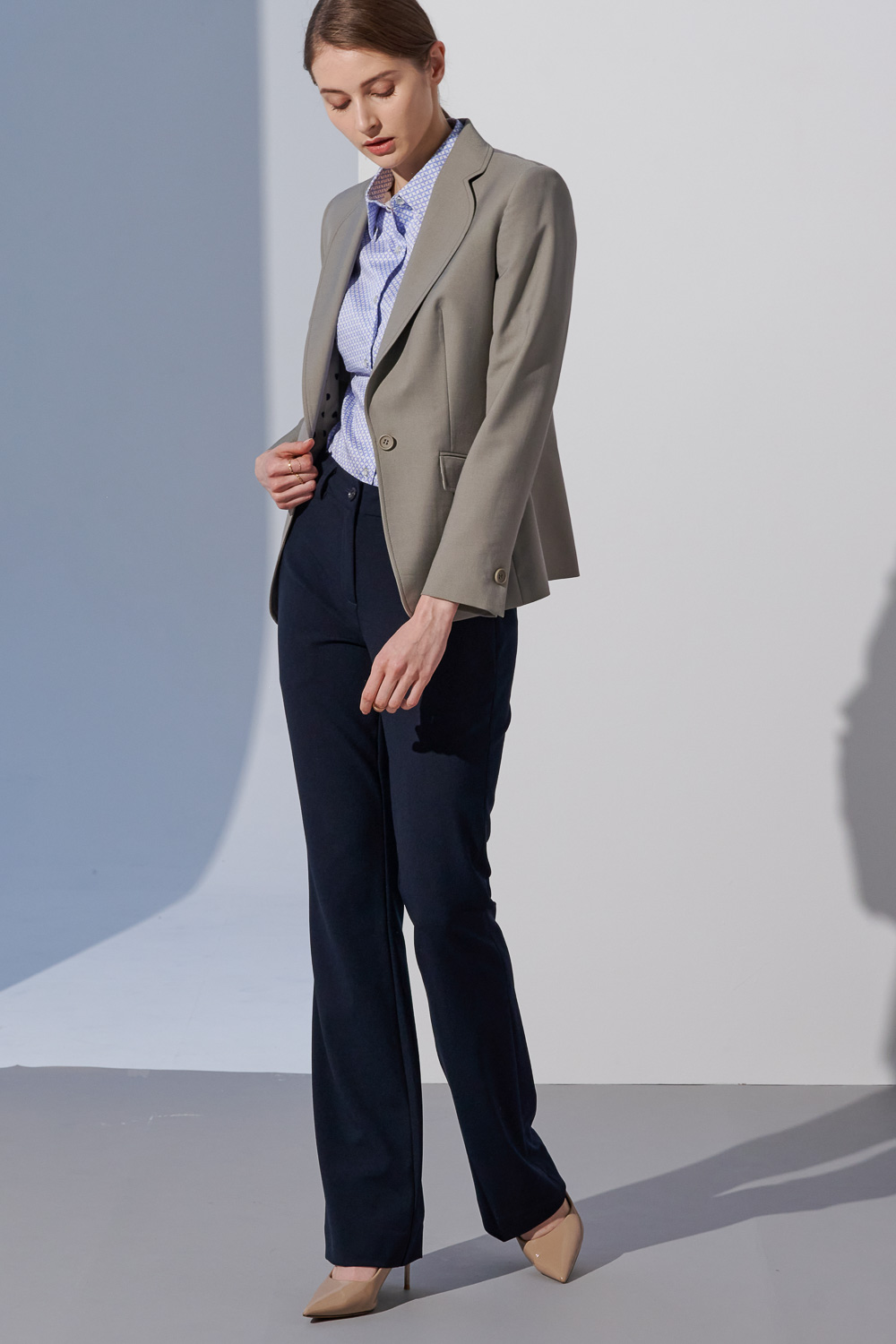SST&C Light Gray Coffee Collar Suit Jacket | 7162303003  (Outlet)_2