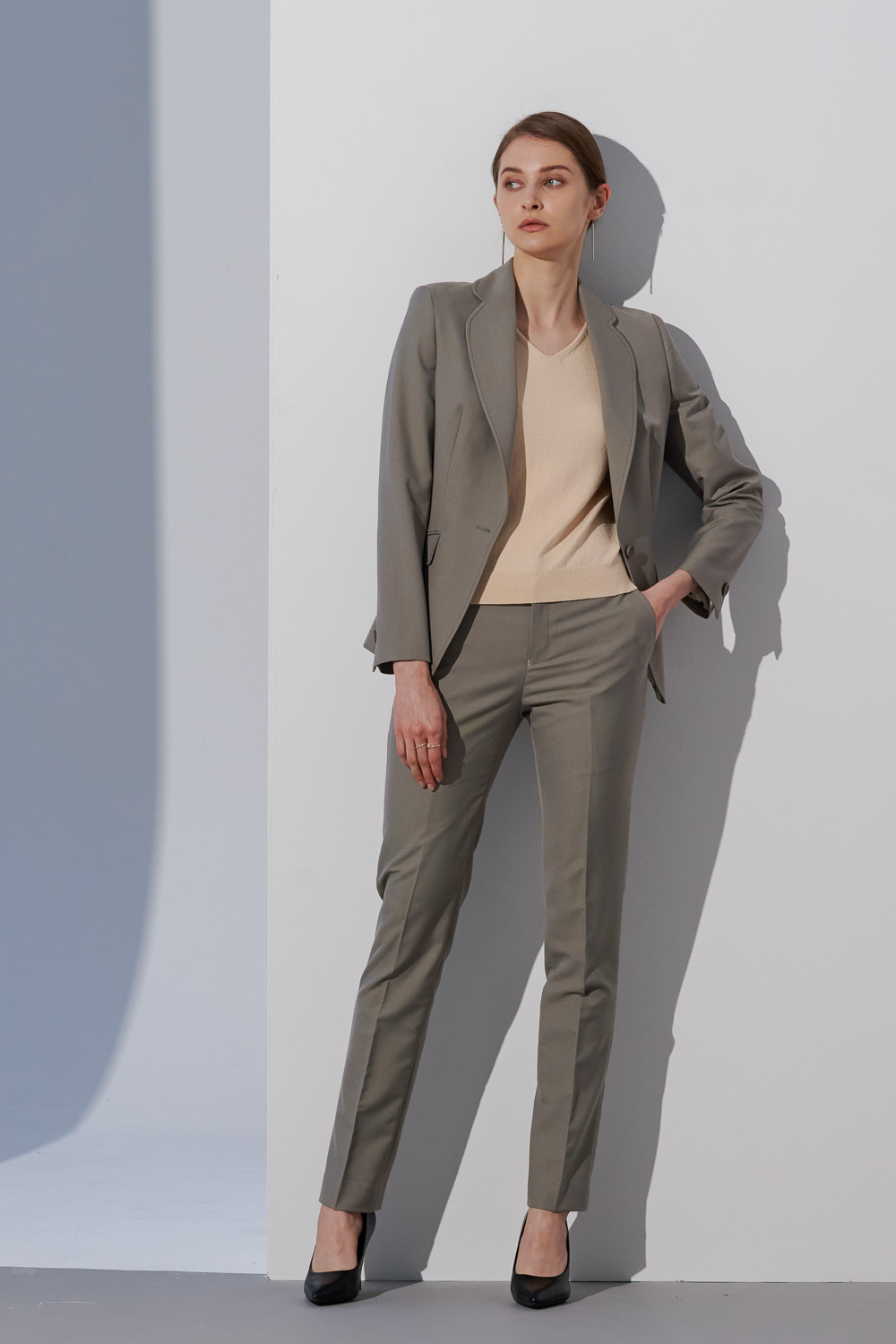 SST&C Light Gray Coffee Collar Suit Jacket | 7162303003  (Outlet)_3