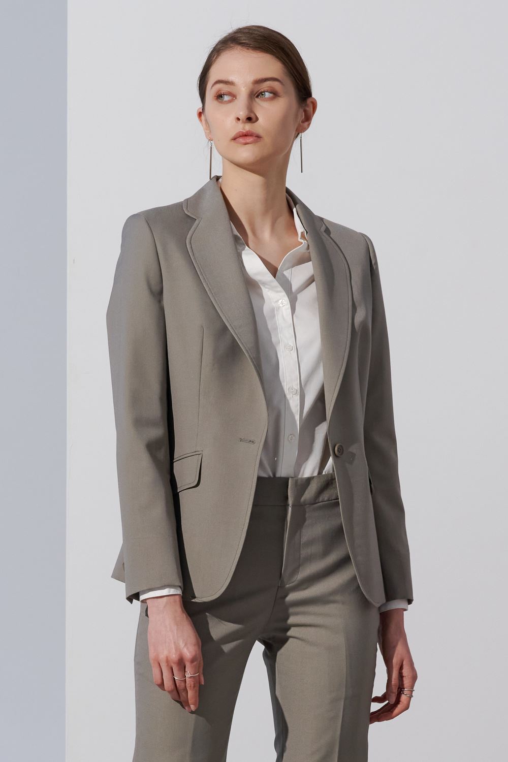 SST&C Light Gray Coffee Collar Suit Jacket | 7162303003  (Outlet)_5