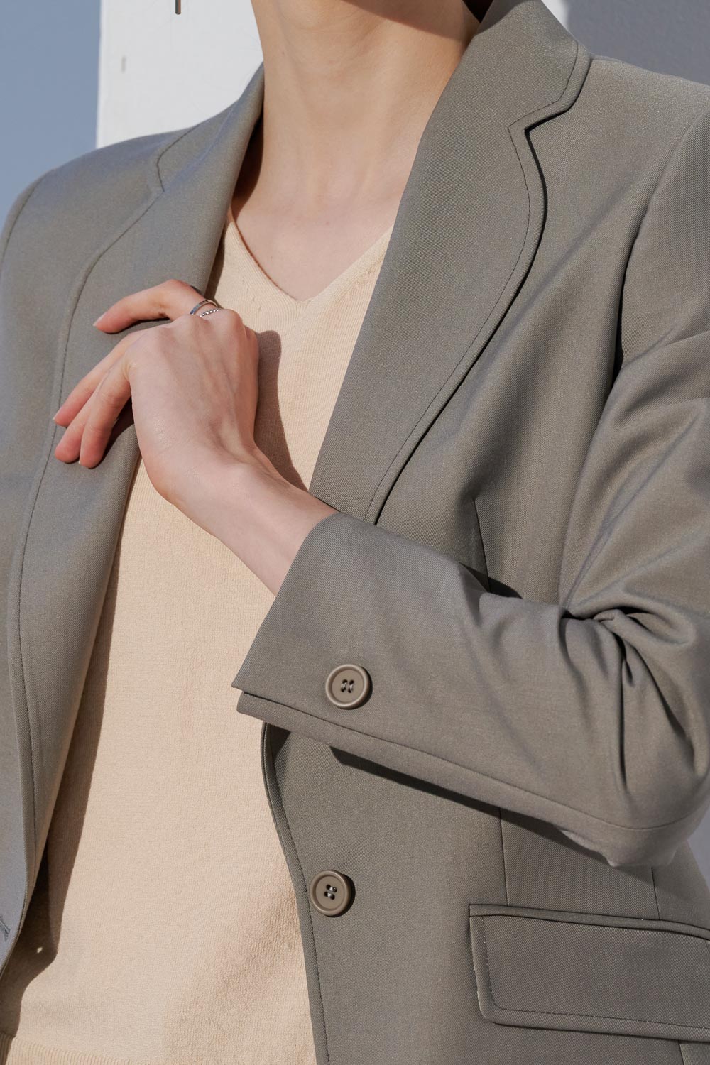 SST&C Light Gray Coffee Collar Suit Jacket | 7162303003  (Outlet)_6