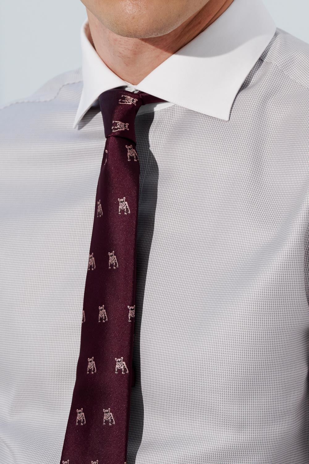 SST&C #Milan Series  Anti-Wrinkle Gray Textured White Collar White Sleeve Slim Fit Shirt | 0312303003  (Outlet)_4