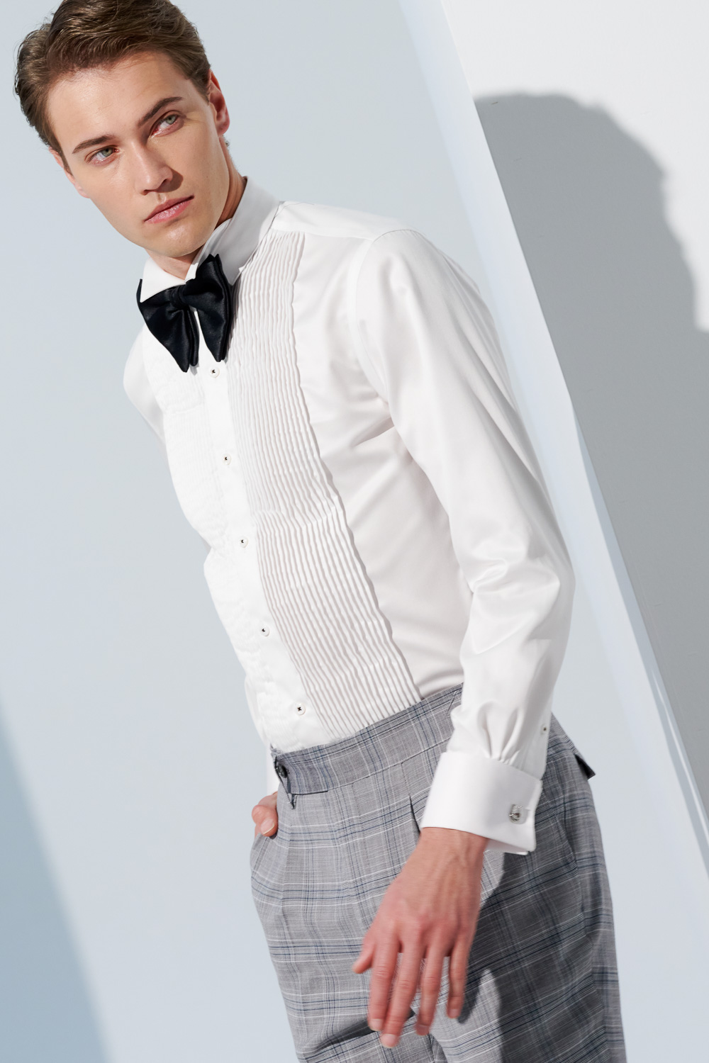SST&C #Milan Series  Anti-Wrinkle White Pleated Dress Style Slim Fit Shirt | 0312303007  (Outlet)_1