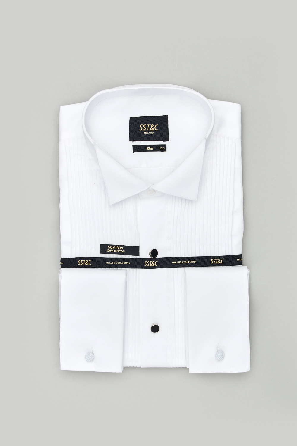 SST&C #Milan Series  Anti-Wrinkle White Pleated Dress Style Slim Fit Shirt | 0312303007  (Outlet)_7