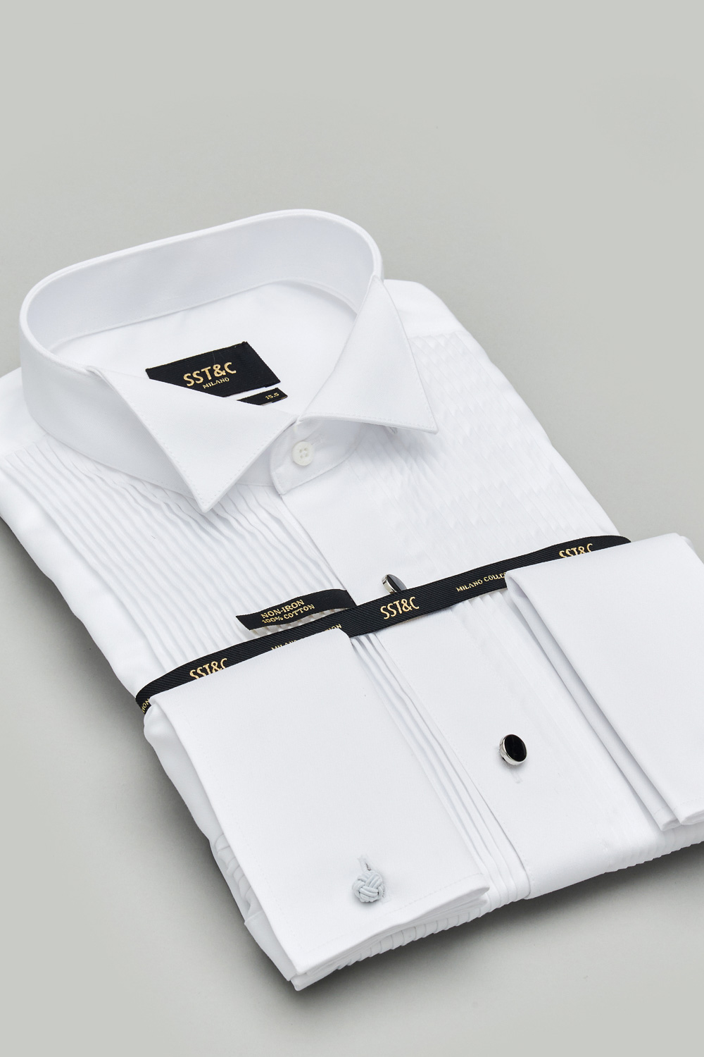 SST&C #Milan Series  Anti-Wrinkle White Pleated Dress Style Slim Fit Shirt | 0312303007  (Outlet)_8