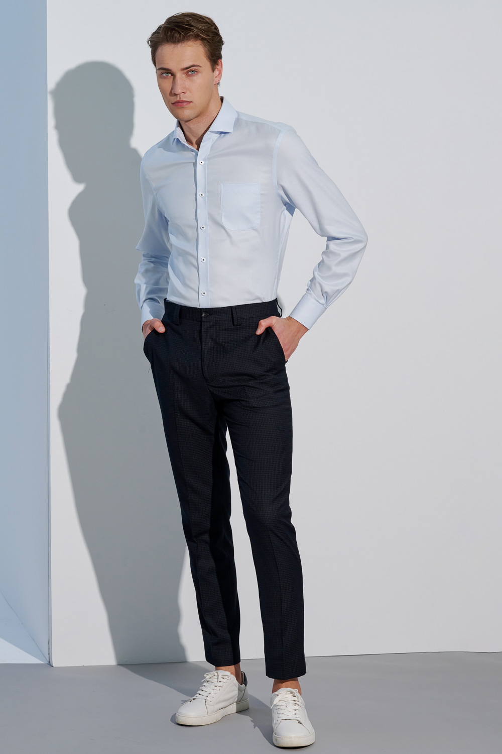 SST&C #Milan Series  Anti-Wrinkle Light Blue Textured Standard Shirt | 0312303010  (Outlet)_2