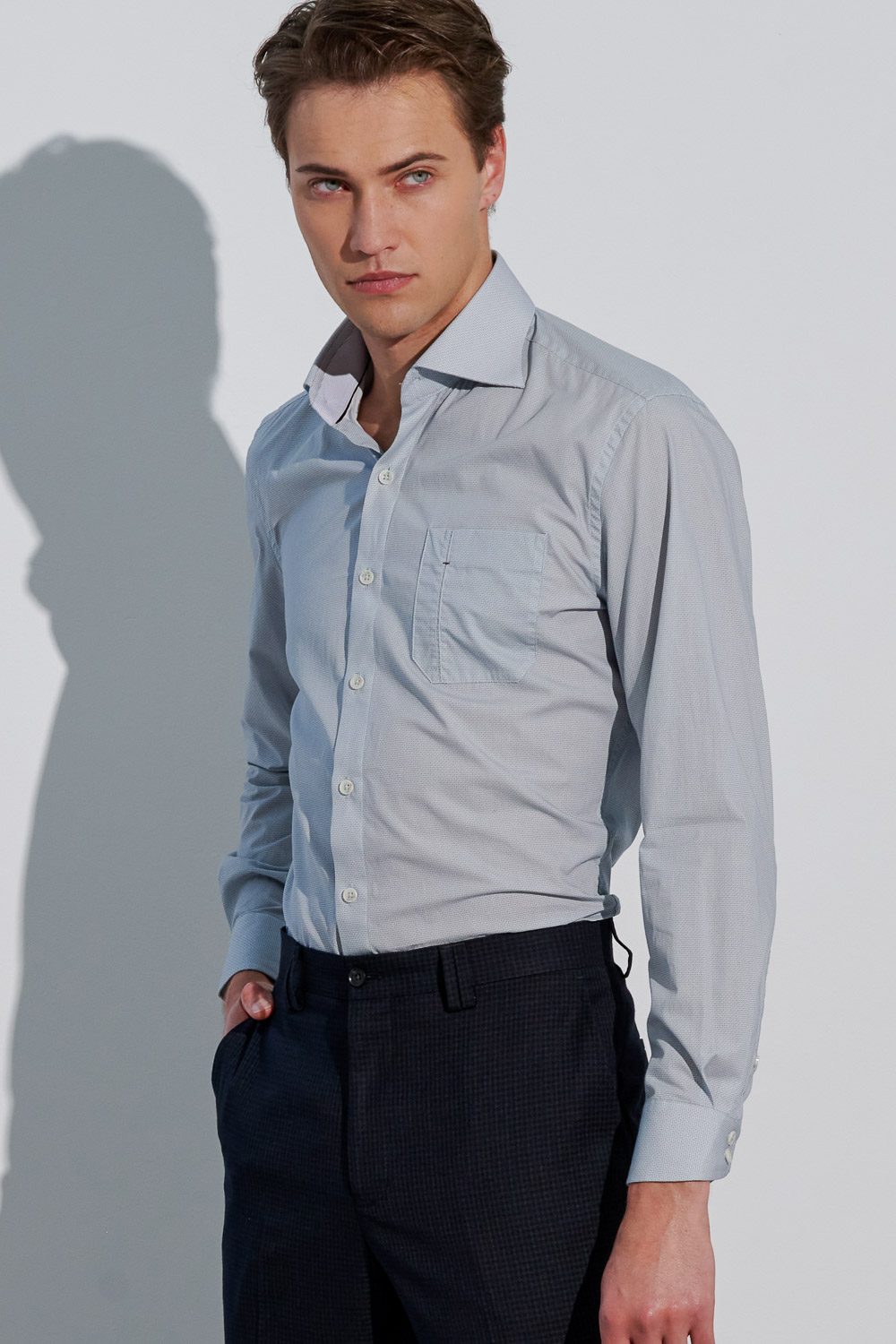 SST&C #Comfortable Cotton  Blue Geometric Print Slim Fit Shirt | 0312303011  (Outlet)_0