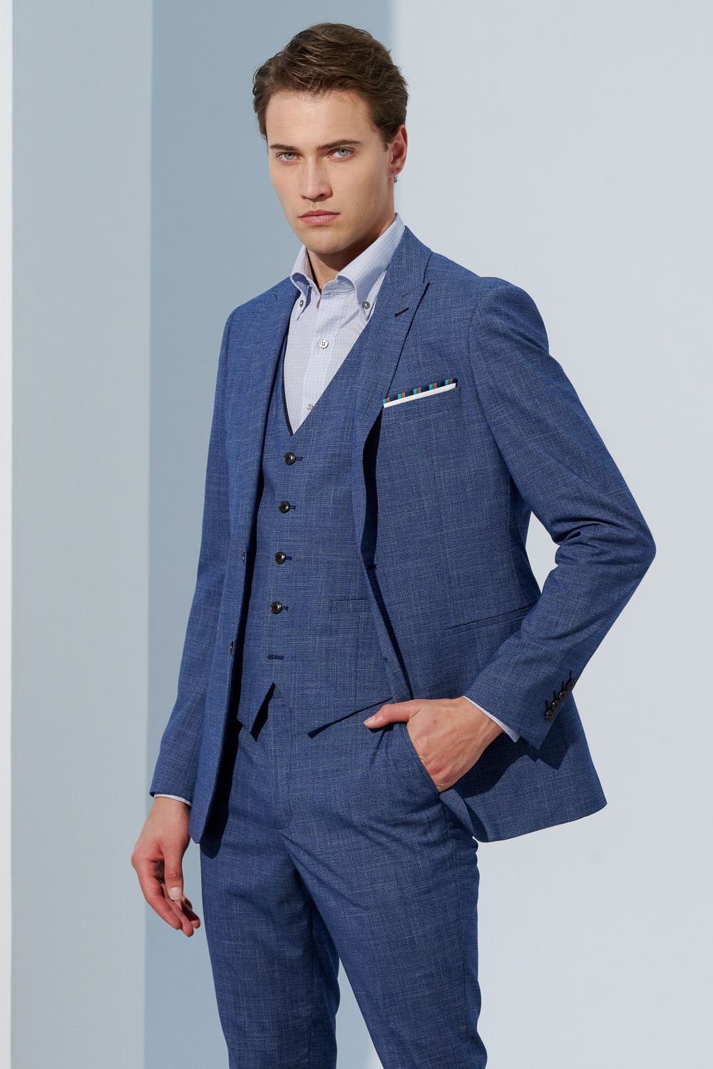 SST&C #Easycare  Blue Small Square Printed Slim Fit Shirt | 0312303014  (Outlet)_4