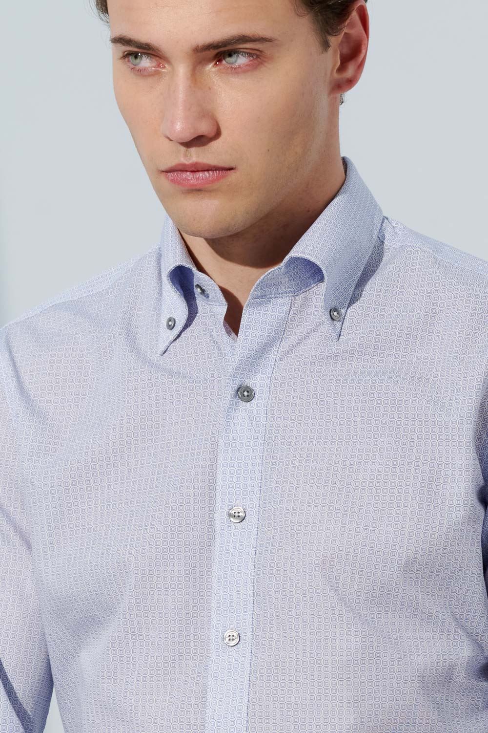 SST&C #Easycare  Blue Small Square Printed Slim Fit Shirt | 0312303014  (Outlet)_5