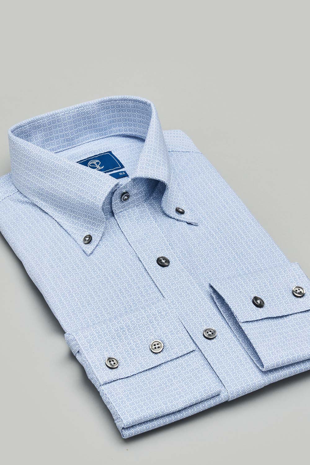 SST&C #Easycare  Blue Small Square Printed Slim Fit Shirt | 0312303014  (Outlet)_6