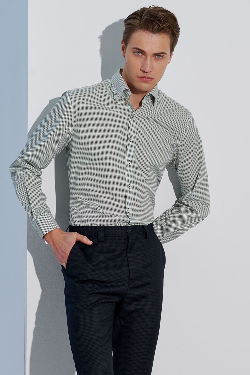 SST&C #Easycare  Green Polka Dot Print Standard Shirt | 0312303019  (Outlet)_1