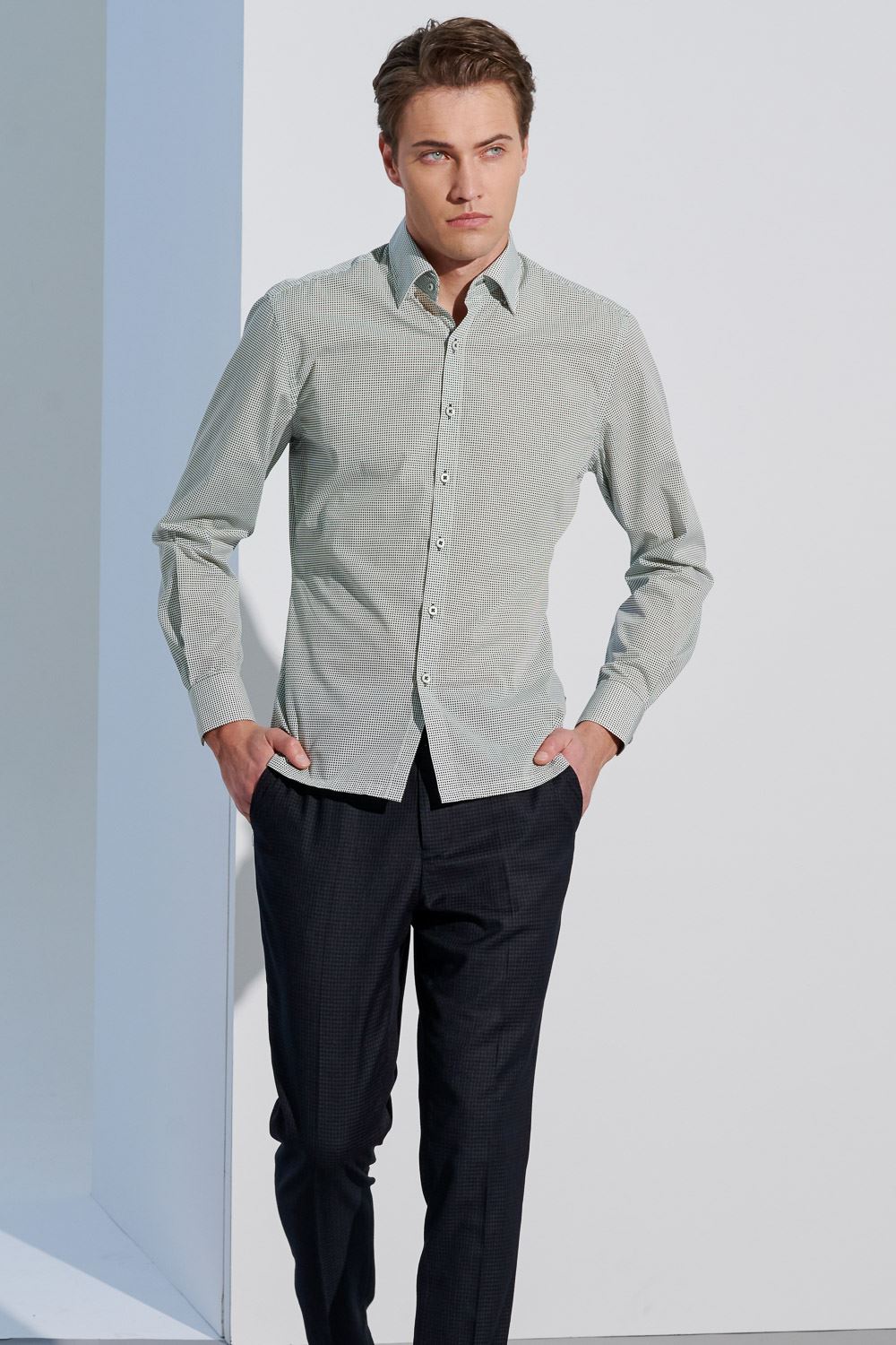 SST&C #Easycare  Green Polka Dot Print Standard Shirt | 0312303019  (Outlet)_3