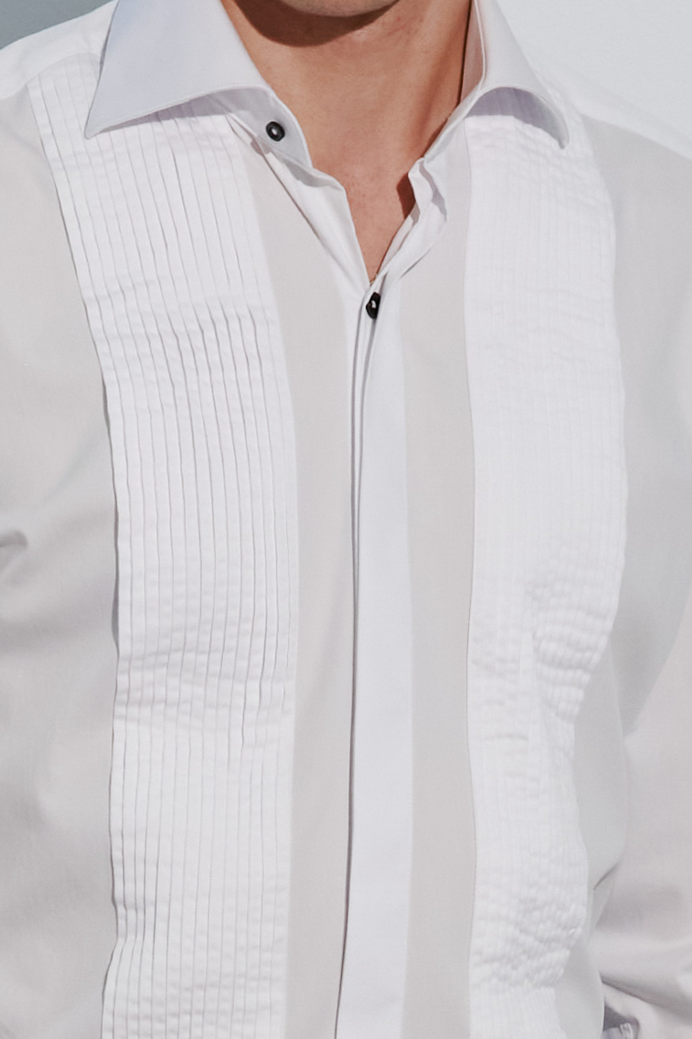 SST&C #Elastic Fit  Slim Fit White Shirt With Pleated Italian Cuffs On The Front | 0312303025  (Outlet)_5