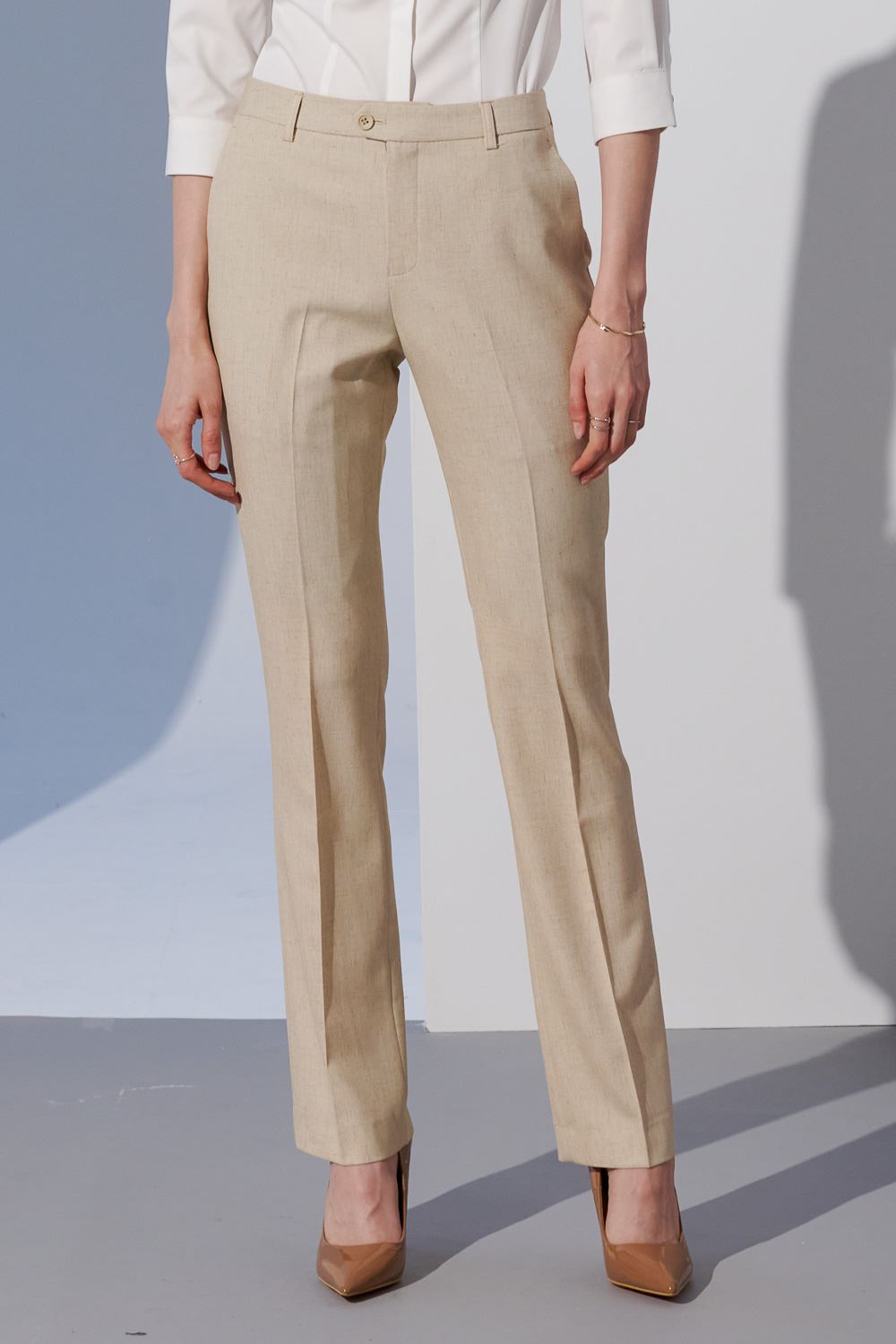SST&C Beige Slim Fit Linen Suit Trousers | 7262303005  (Outlet)_1