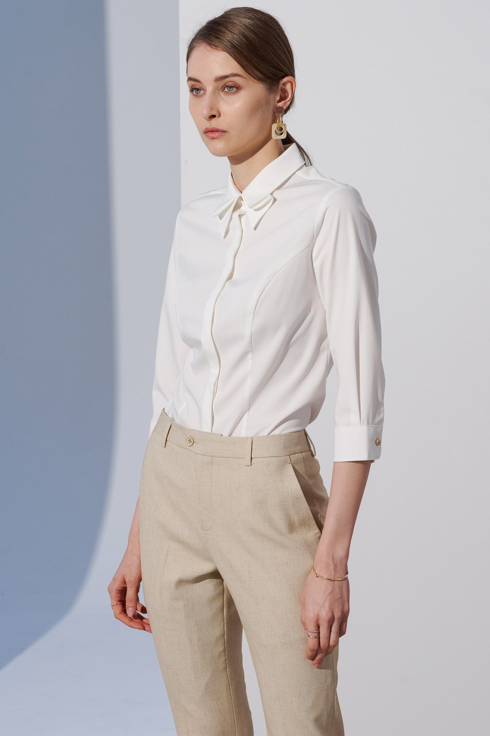 SST&C Beige Slim Fit Linen Suit Trousers | 7262303005  (Outlet)_2
