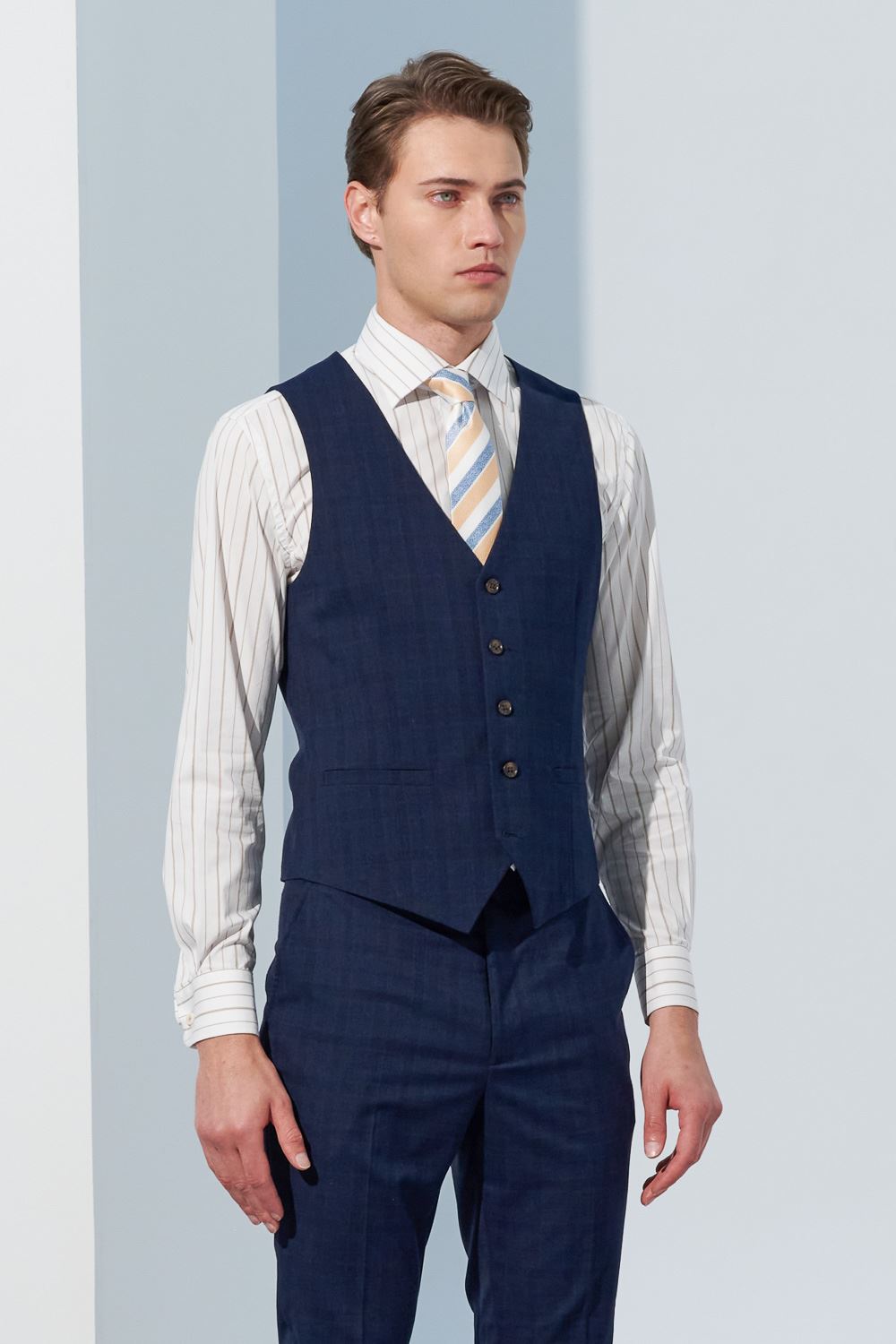 SST&C Navy Check Pattern Tailor Suit Vest | 0512303002  (Outlet)_2