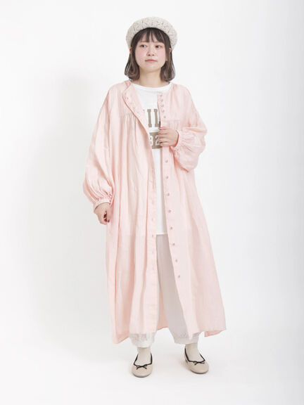 【ETHICAL CRAFTS】環保素材亞麻細褶長袖開襟洋裝(FB31L0H0380) - Samansa Mos2