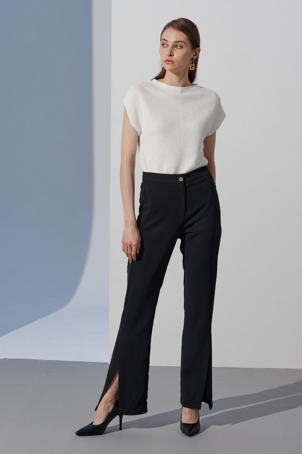 SST&C White Simple Sleeveless Sweater | 8662303001  (Outlet)_2