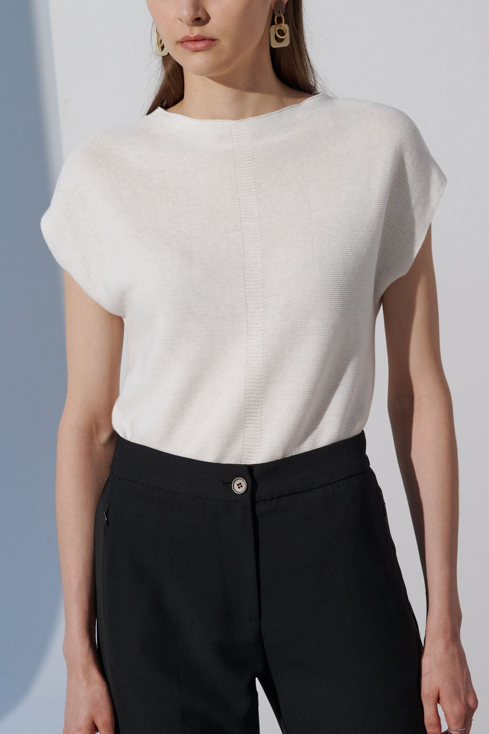 SST&C White Simple Sleeveless Sweater | 8662303001  (Outlet)_5