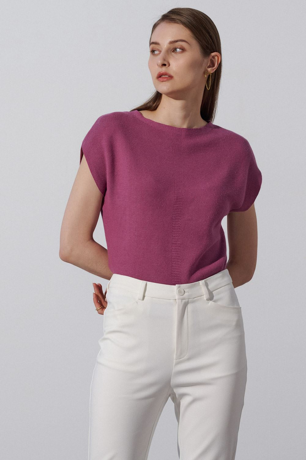SST&C Blue and Purple Simple Sleeveless Sweater | 8662303003  (Outlet)_3