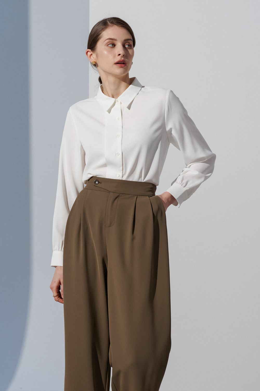 SST&C White Placket Lapel Top | 7662303006  (Outlet)_1