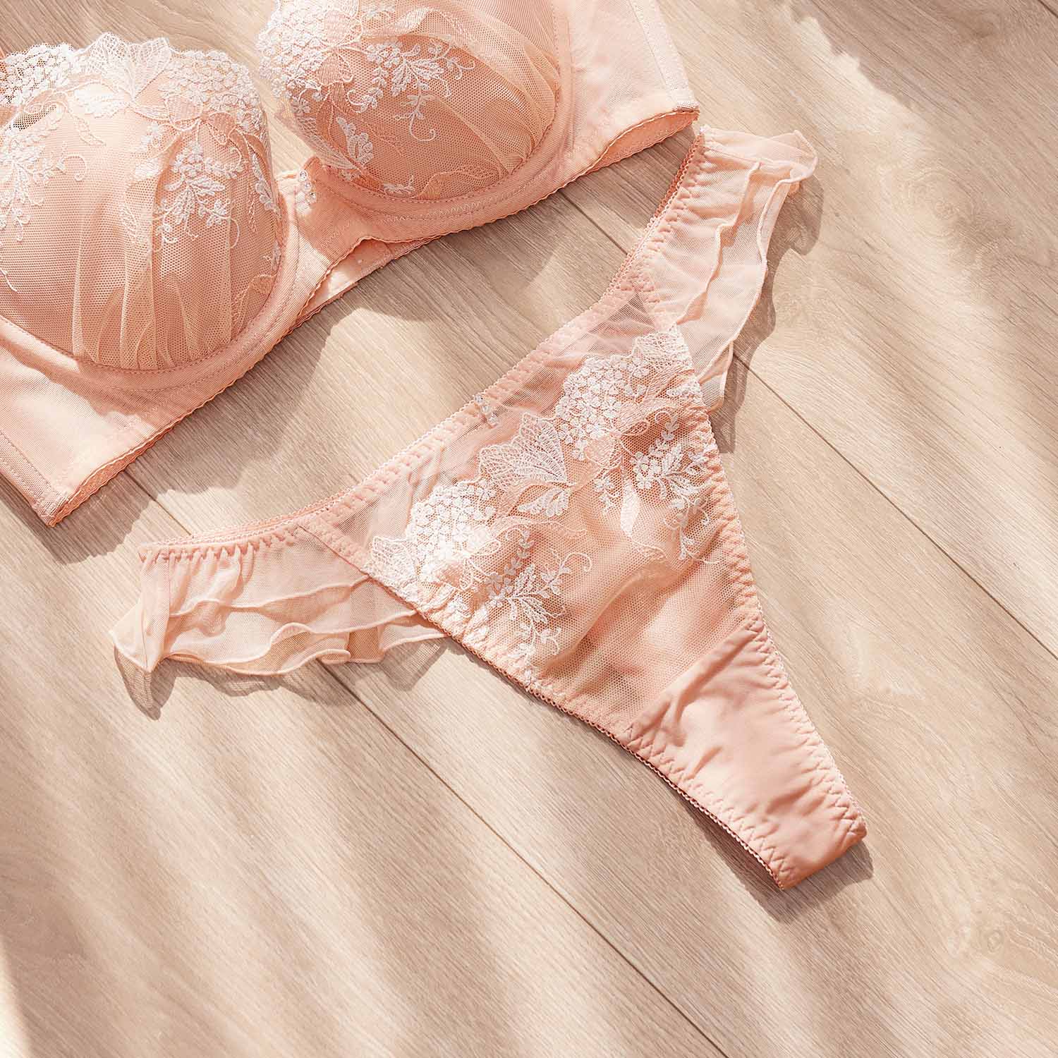 [Miss Audrey] 芙蘿拉 Beauty Bra-繁花刻劃極致誘人丁字褲-柔美桃粉_2